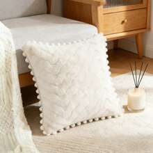 1个虎纹花卉流苏压花抱枕套【不含枕芯】，17.7*17.7英寸（45*45厘米），【单面设计】超柔软绒面抱枕套，适用于沙发、床、客厅、卧室、汽车、办公室、酒店装饰，是馈赠亲友的完美礼物，四季皆宜 - 彩色 - 查看 7