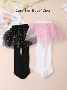 2 chiếc quần tất bó sát dễ thương bằng lưới xếp nếp cho bé gái, kiểu dáng nữ tính, thích hợp cho khiêu vũ và mặc hàng ngày. - Nhiều màu - Xem 9