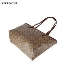 Coach City Zip Tote 30 Signature Print Zip-Top Coated Canvas Tote Bag, Shopping Bag, Shoulder Bag For Women, Brown-Black-Red F58292-IMNM4, Brown F58292-IME74, Brown-Black F58292-IMAA8 - Brown F58292-iME74 - View 4