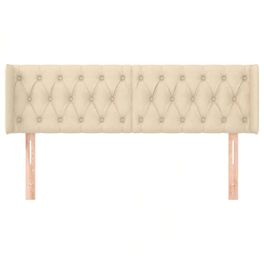 vidaXL Tête de lit con crema oreilles 163x16x78/88 cm velina - Beige - Visualizzare 1