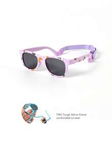 2026新款0-1岁宝宝防滑防摔可爱印花椭圆形镜框太阳镜，时尚休闲度假拍照道具TPEE软框舒适婴儿太阳镜 - 印花嬰兒款 - 查看 12