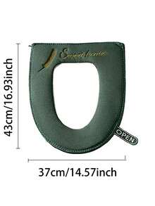 柔软保暖马桶座套，通用型马桶垫，带拉链翻盖把手，防水、可拆卸、可水洗，浴室装饰，秋冬季适用 - 彩色 - 查看 5