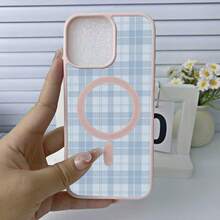 Blue Checkered Pattern Phone Case With Macaron Design, Magnetic Closure, Drop-Proof TPU Frame, Independent Lens Frame, Built-In Magnetic Ring (MagSafe), Instantly Attaches. Compatible With IPhone 17, 16, 15, 14, 13, 12, 11 Pro, Pro Max Plus, 17 Air, And 16E. Two-In-One Design, Perfect Gift For Friends, Loved Ones, Or Yourself. - Hồng - Xem 22
