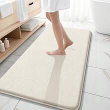 Thick Memory Foam Bath Mat Rug 47x20, Extra Soft Absorbent Bathroom Rug, Quick Dry Bath Mats, Non-Slip, Machine Washable Carpet For Bathroom, Tub And Shower, Home Decor Accessories, Ivory - Ivory - View 1
