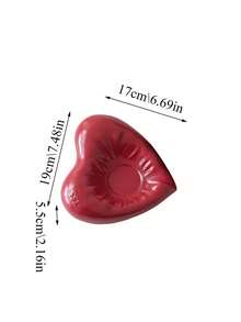 1pc Vintage High-Quality Red Heart Ceramic Cup & Saucer Set, Stylish Milk/Coffee Ceramic Cup & Saucer - Multicolor - View 6