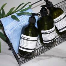 Refillable Shampoo And Conditioner Bottles, 17oz Shampoo And Conditioner Dispenser Soap Dispenser Shampoo Dispenser Lotion Dispenser With 8 Waterproof Labels For Bathroom Hotel - Green, 3pcs - 綠色 - 查看 5