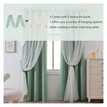 Curtains 52x95 Inch, Cute Green Polka Dot Blackout Curtains For Bedroom, Double Layer Sheer Grommet Window Panelsof 2 - 如圖02所示 - 查看 3