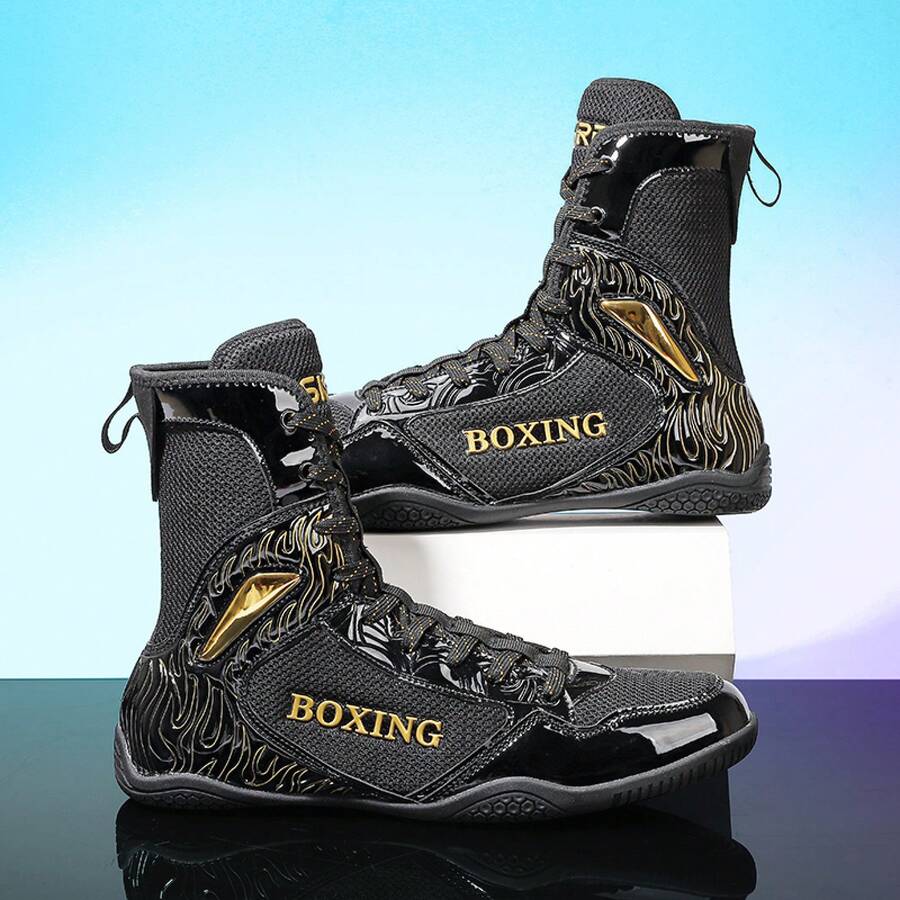 Men Boxing/Martial Arts Shoes - M9809 Black Gold - View 1