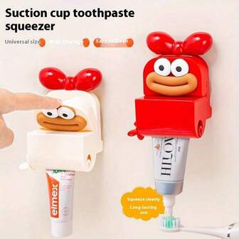 1pc Toothpaste Squeezer With Suction Cup - Slouchy Friendly Wall Mount Tool Without Drilling, Suitable For Bathroom (Universal Size, Easy To Clean)