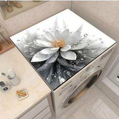 1pc Minimalist Laundry Room Printed Washing Machine Pad/Cover Pad, Water-Absorbing/Drying Pad, Multi-Purpose Drainage Pad, Dryer Top/Anti-Stain Pad, Kitchen And Bathroom Supplies - Easy To Clean, Protects Household Appliances, Super Absorbent For Stain Treatment, Heat-Resistant And Anti-Slip Rubber Backboard, Highly