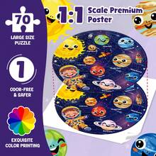 70 piezas Rompecabezas grande de sistema solar con planetas redondos, adecuado para niños de 4 a 6 años, exploración de planetas, juguete educativo como regalo para niños y niñas de 3 a 8 años - Azul - Ver 6