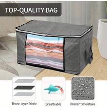 2Pcs Large Capacity Storage Bag,Non-Woven Quilt Storage Bag, Quilt Travel Moving Storage Packing Bag, Clothes Luggage Storage Bag, For Seasonal Storage And Organization Decorations Autumn Decor Festival Decor Room Decor Home Decor Fall Decor Bedroom Decor Christmas For Holiday Gift Giving - Xám - Xem 4