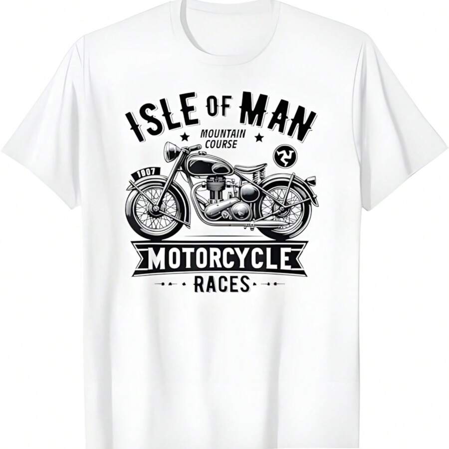 Isle Of Man TT Races Vintage Motorcycle Retro Design T-Shirt - White - View 1