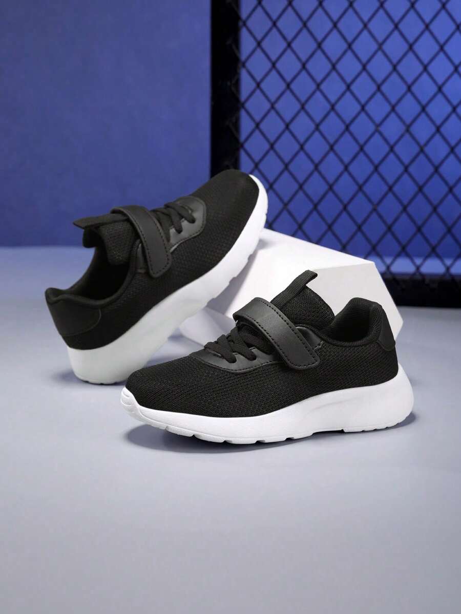 Tênis Infantil Respirável, Leve e Confortável para Esportes ao Ar Livre, Ideal para Corrida e Corrida no Verão - Preto e Branco - Ver 1