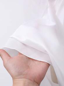 Girls' 3D Floral Halter Neck Waist Beaded Asymmetrical Hem Mesh Dress, Spring/Summer - Red - View 9