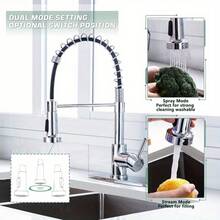 Kitchen Sink Faucets, Kitchen Faucets With Pull Down Sprayer Sus304 Stainless Steel Brushed Nickel Single Handle Single Hole Faucet For Farmhouse Rv Utility Bar Laundry Sinks - Silver - View 6