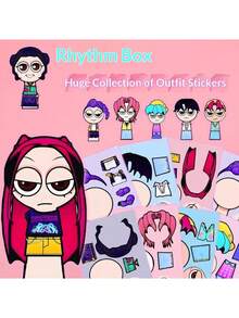 1 Set (8 Sheets) K-Pop Fantasy Magical Girl Anime Rhythm Box Dress-Up Sticker Book - Reusable Children's Educational Toy | Creative Game And Focus Training! New Year Gift, Valentine's Day Gift, Easter Gift! (Random Style) - Multicolor - View 2