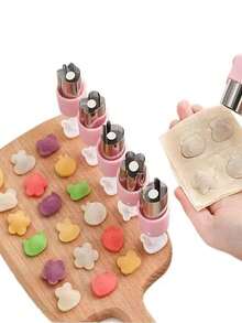 新款蔬果饼干模具套装，不锈钢水果花卉切割成型多功能组合工具套装 - 彩色 - 查看 2