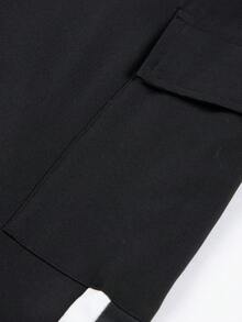 男士休闲抽绳腰带裤，侧边口袋，独特条纹设计，适合跑步、篮球、健身等运动，四季皆宜 - 黑色 - 查看 6