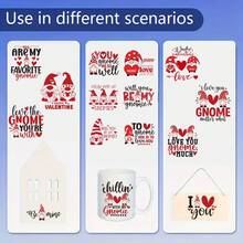 40张UV转印贴纸，情人节主题小矮人图案塑料贴花，包含小矮人、情人节爱心、鲜花和甜蜜爱情语录图案，适用于16盎司玻璃杯，高品质DIY工艺品套装，适用于水杯和饮具，节日装饰配件，情人节礼物的完美之选 - 彩色 - 查看 7