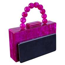 YYW Acrylic Clutch Purses For Women With Marbling Purses And Handbags Elegant Banquet Evening Crossbody Bag - 玫紅色 - 查看 4