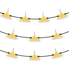 Luz de cuerda de construcción de 100FT, 150W 15000LM, Luz de trabajo de cuerda de 10PCs, 5000-5500K, IP65 impermeable, con ganchos colgantes, para el sitio de construcción, Iluminación temporal interior y exterior, ETL Listado - Amarillo - Ver 8