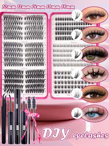 500/470/425pcs 6in1 Fake Lashes With Bond And Seal, Tweezers, Mascara Wands, Diy Different Eyes Makeup Beauty, Beginner Friendly Fake Eyelshes Extensions And Adhere Glue, Eyelash Brush Kit, Fluffy Thick Enlarge Your Eyes, Easy To Use, Portable Segmented Lashes Clusters, Large Capacity Eyelahes Book Suit For Creat Daily/Manga/Cospaly/Classic/Cat Eyes/Fox Eyes/Soft Girl/Light/Heavy Eyes Makeup, - Nhiều màu - Xem 6