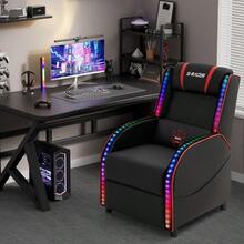 ccHomall - Silla reclinable de Masaje LED para Juegos Estilo Carreras sofá para Sala de Estar cómodo ergonómico para Cine en casa Rojonn - Rojo - Ver 2