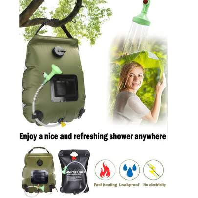 1 قطعة حقيبة استحمام محمولة للتخييم سعة 5 جالون/20 لتر | خرطوم قابل للفصل للحمل السهل | رأس دش مع مفتاح تشغيل/إيقاف | دش محمول | دش محمول للشاطئ والتنزه والتخييم والأنشطة الخارجية