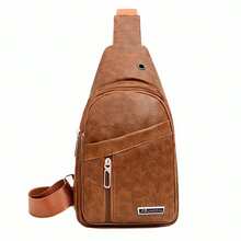 Men's Multi Layer Single Shoulder Bag Outdoor Leisure Crossbody Bag Chest Bag Black Brown Khaki - 卡其色 - 查看 2