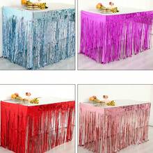 1/3pcs Tassel Rain Curtain Table Skirt Tablecloth Wedding Prop Table Valance Tabletop Decor For Holiday Birthday Party, 275*75CM - Multicolor - View 7