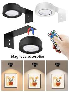 3-Color LED Wall Light, AA Battery Powered, Art Display Lamp, Remote Control, Dimmable, Night Light, Suitable For Bedroom, Gallery Wall Decor - Three Colors - View 6