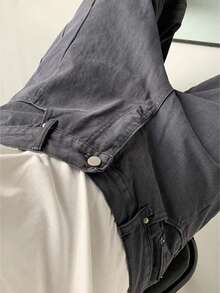 Jeans para hombre Trendy Loose Alta Cintura Piernas rectas Pantalones holgados Denim lavado vintage Estilo In Slim Fit Piernas anchas Pantalón callejero a la moda - Negro - Ver 1