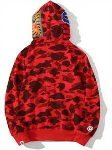 Shark Hoodie For Teens Camo Full Zip Up Hoodie Hip Hop Zipper Hooded Hip Hop Sweatshirt For Men Women - Đỏ - Xem 9