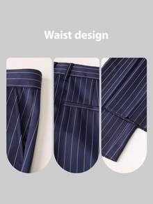 Men's Double Breasted Suit 2-Piece Set | Peak Lapel Pinstripe Business Suit | Slim Fit Blazer Jacket & Trousers For Wedding, Prom, Formal Events - 藍色 - 查看 6