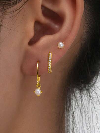 Set 6 buah Anting-anting Tembaga Mutiara Imitasi Minimalis untuk Wanita, Rendah Alergi, Anting-anting Lingkaran Kecil, Desain Mini Ringan, Dapat Ditumpuk untuk Beberapa Tindikan, Cocok untuk Kencan Wanita, Pesta, Acara Malam, Perjamuan, Liburan, Hari Valentine, Ramadan, Hadiah Ulang Tahun, dan Pemakaian Sehari-hari