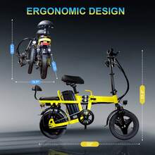 Fashion Colorful Folding 500W Electric Bike E Bike A9 With 48V Battery For Adults - Màu vàng - Xem 5