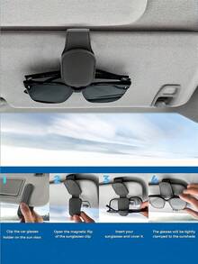 1pc Universal Car Sun Visor Glasses Clip, Made Of PVC Material, Car Glasses Holder, Car Interior Decoration, Glasses Storage Rack, Essential Travel Accessory, Car Supplies - Multicolor - View 11