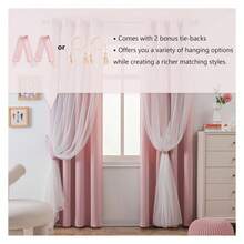 Pink Curtains For  Bedroom, 54 Inch Blackout Cute Short Curtains, Polka Dot Sheer, Grommet Top, 2 Panels - Window Treatments - 如圖29 - 查看 3