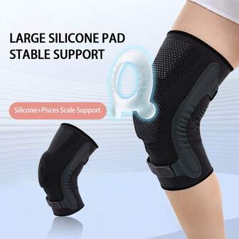 1pc Knee Support Sleeve With Side Stabilizers And Patella Gel Pad, Suitable For Sports, Runners, Exercise, Athletes, Provides Knee Support