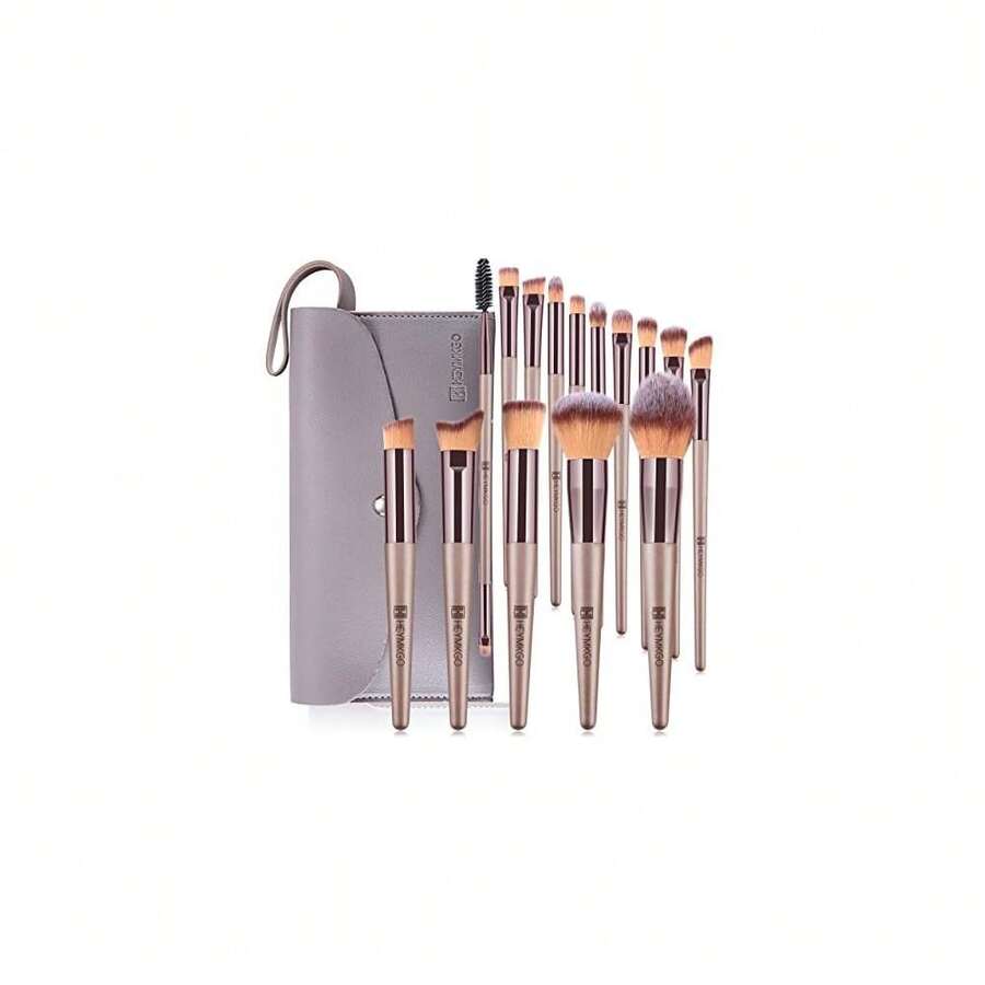 Makeup Brushes 15PCS Champagne Gold Professional Makeup Brush Set Foundation Brush Blending Powder Blush Concealer Eye Make Up Brush With Bag - 香檳金 - 查看 1