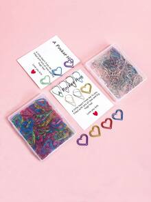 100pcs/Box Heart-Shaped Water Drop Metal Clips, Creative Office Desktop Paper Storage Metal Clips, Stylish Study Supplies, Valentine's Day Card Decorations - Sets - View 4