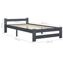 vidaXL Cadre de lit sans matelas gris foncé pin massif 100x200 cm - Gris - Voir 6