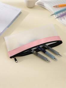 1pc Personalized Dual-Layer Pencil Case, Customized Large Capacity Pencil Box, Personalized Pencil Bag, Cute Pencil Pouch, Teacher's Day Gift, Teacher Gift, Simple Stationery Pencil Box, School Supplies, Back To School - Transparent Frosted Pencil Case - View 9