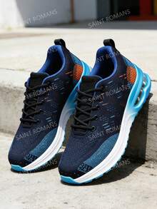 Zapatos deportivos con amortiguación de aire para hombres, zapatos de tenis para hombres, zapatos deportivos elegantes con bloques de color para hombres, zapatos para correr transpirables y antideslizantes para hombres, adecuados para fitness, deportes y viajes. - Azul - Ver 5