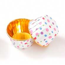 50pcs Bohemian Style Gold Rimmed Round Cupcake Liners, Disposable Heat-Resistant Baking Muffin Cups - Multicolor - View 17