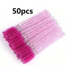 200/100/50/10PCS Eyelash Brushes, Mascara Wands With Container, Bendable Disposable Eyebrow Spoolies, Lash Brush For Lash Extensions, Eyebrow Spoolie, Castor Oil Brushes - Hot Pink - View 16