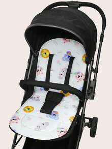 1pc Cartoon Pattern Baby Stroller Seat Cushion, Skin-Friendly Soft Durable Non-Deformable, Suitable For All Seasons Without Sweating, Removable Washable Anti-Slip, Multiple Patterns Available, Fits Various Baby Stroller Models