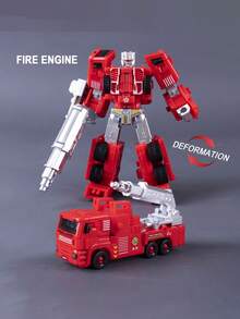 1Set 6-In-1 Alloy Fire & Engineering Transforming Team For Kids Aged 6+ - /Fire/Excavator/Spray Truck Combined Rescue Robot, Realistic Collectible Premium Gift Box Toy For Boys - Cool Transforming Toy - View 13