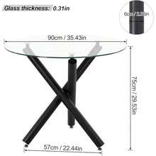 Dining Table And Chairs Set Of 4, Round Dining Table With Performance Fabric Chairs For Dining Room,Kitchen,Living Room - Black Leggings + 4 Black Linen Chairs - View 4
